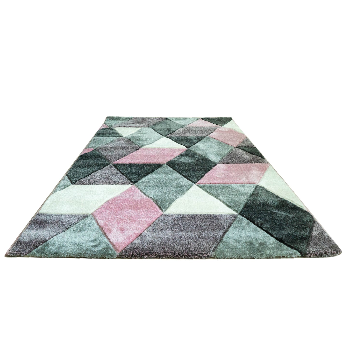 Covor model geometric roz,mov,gri