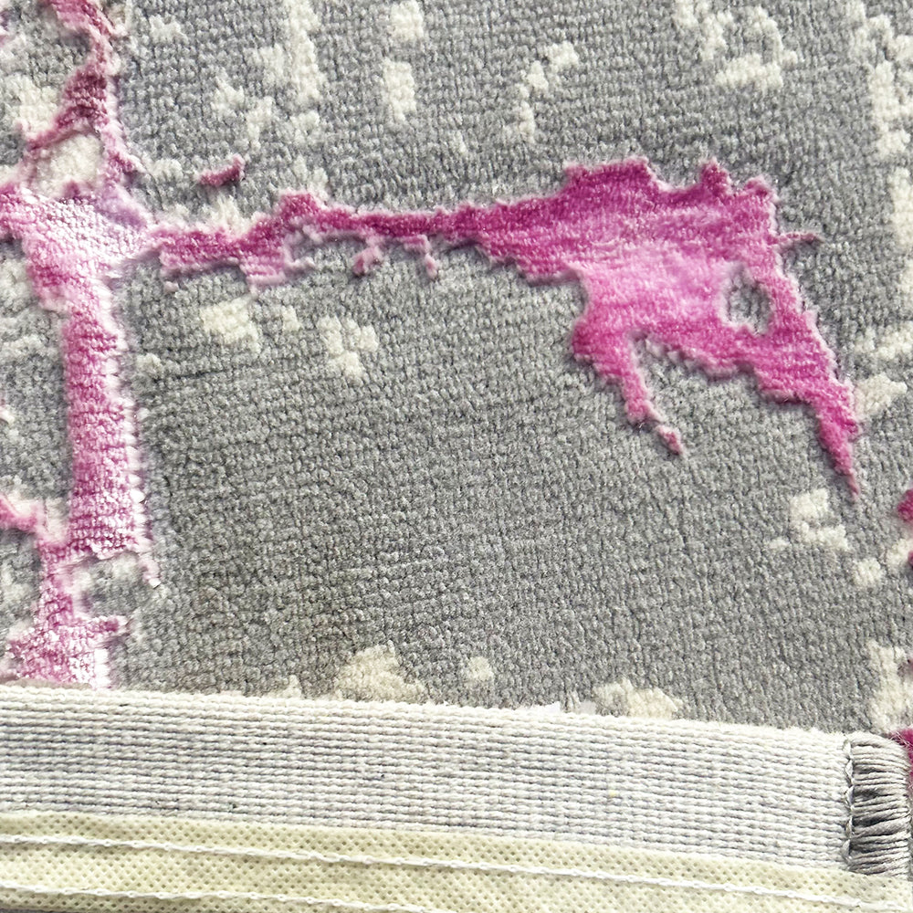 Covor Fir Scurt model Abstract Roze Gri Crem