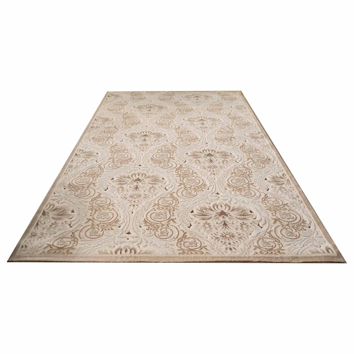 Covor baroc lana artificiala Crem Maro