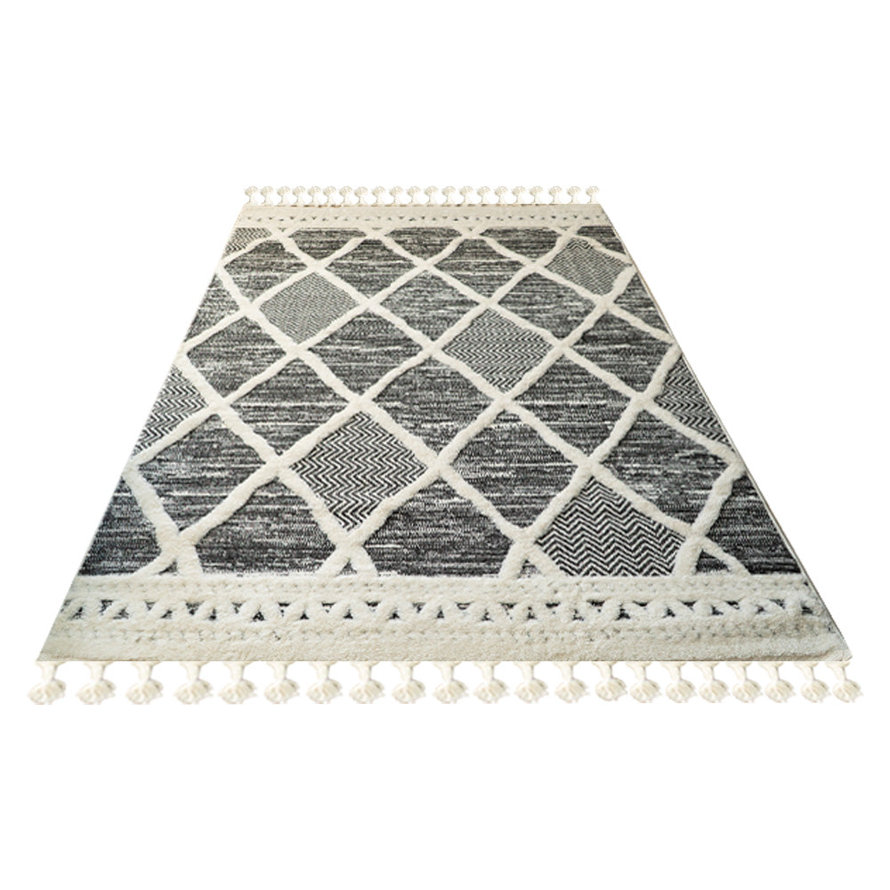 Covor Paris cu Franjuri Gri, Crem