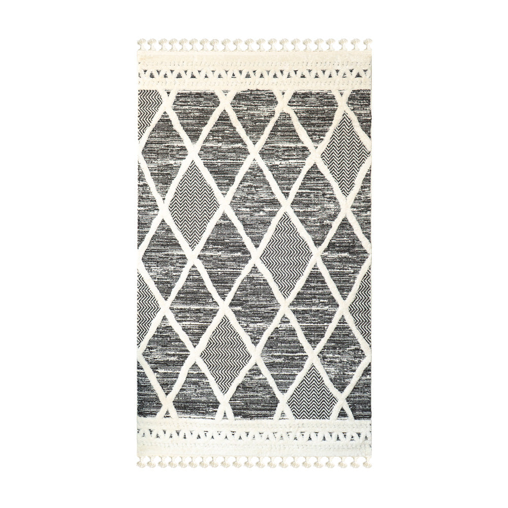 Covor Paris cu Franjuri Gri, Crem