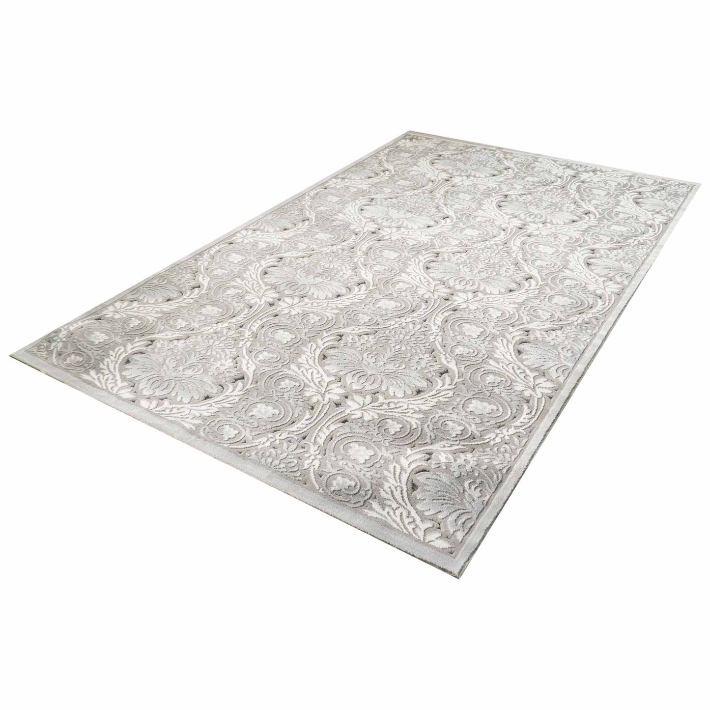 Covor baroc lână artificial Gri Crem