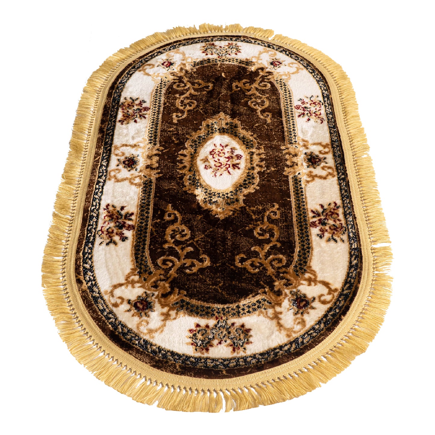 Set 3 piese cu franjuri floral Maro și Crem