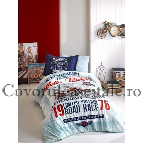 Lenjerie Pat Pentru Copii Albastru Alb 160 x 220