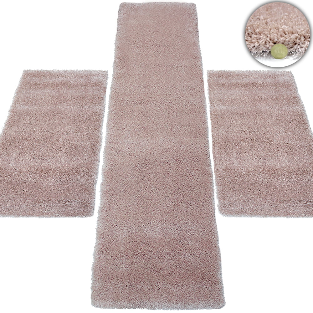 Set 3 Covoare Fir Lung Matase Roze