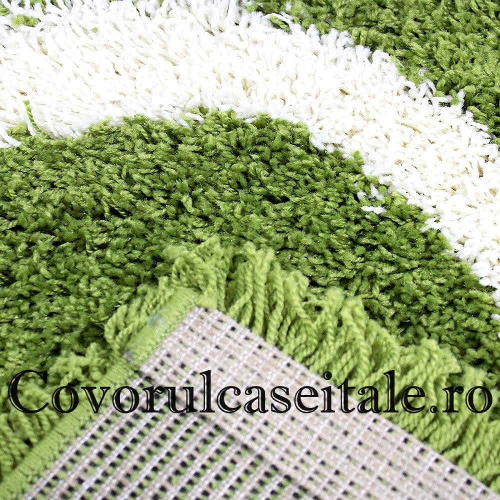 Covor Shaggy Verde cu Alb