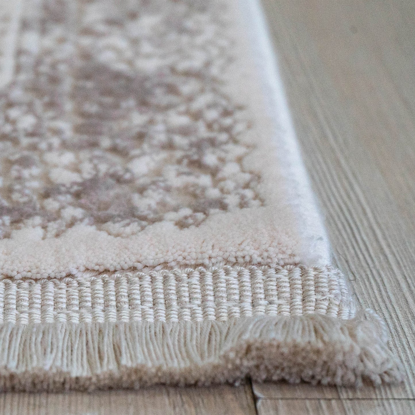 Covor acrilic baroc cu franjuri , crem, bej
