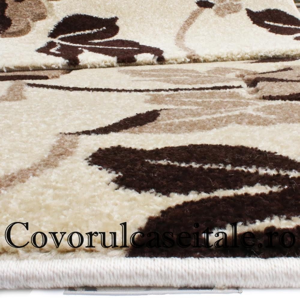 Set 3 Covoare Fir Scurt Crem/Maro