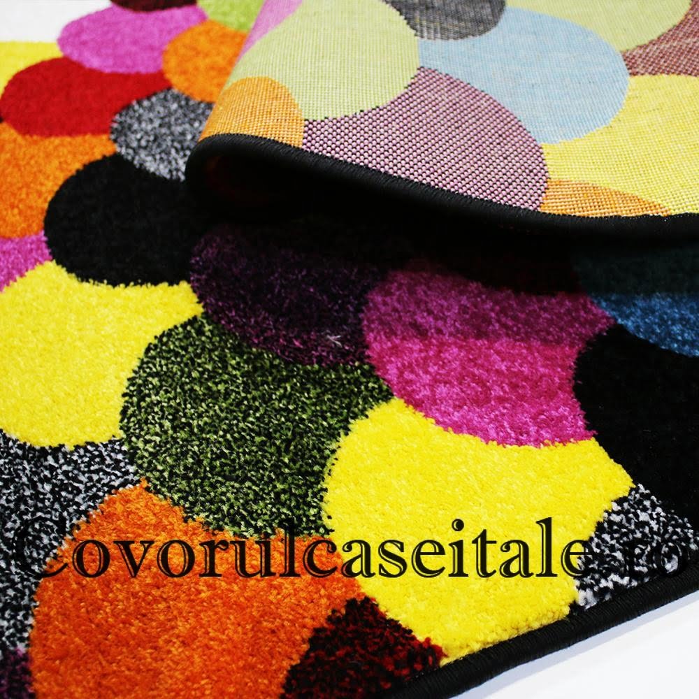 Covor Oval Fir Scurt Multicolor