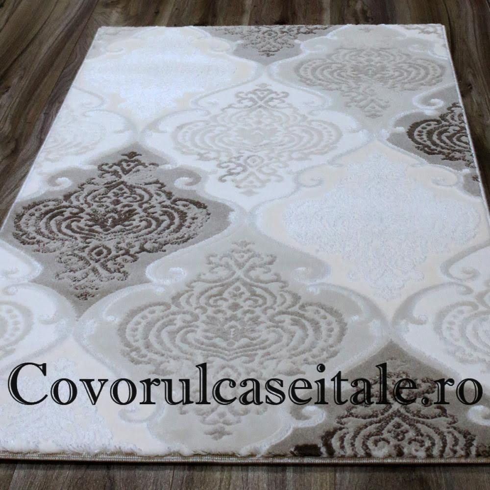 Set 3 Covoare Acrilic Maro, Crem