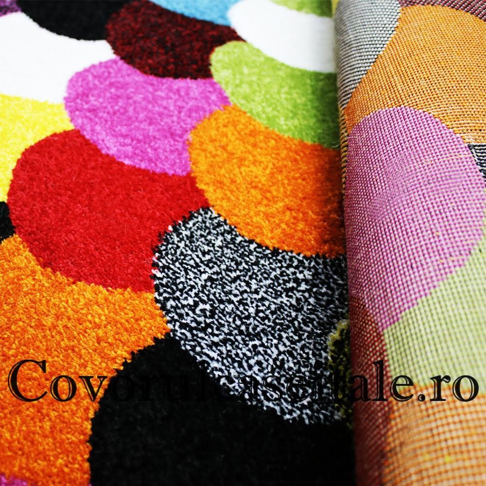 Covor Oval Fir Scurt Multicolor