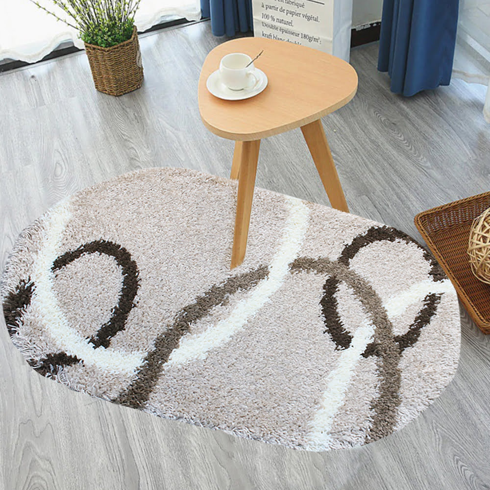 Covor Shaggy Oval Crem Bej Preturi in functie de dimensiuni Cod 8018-O