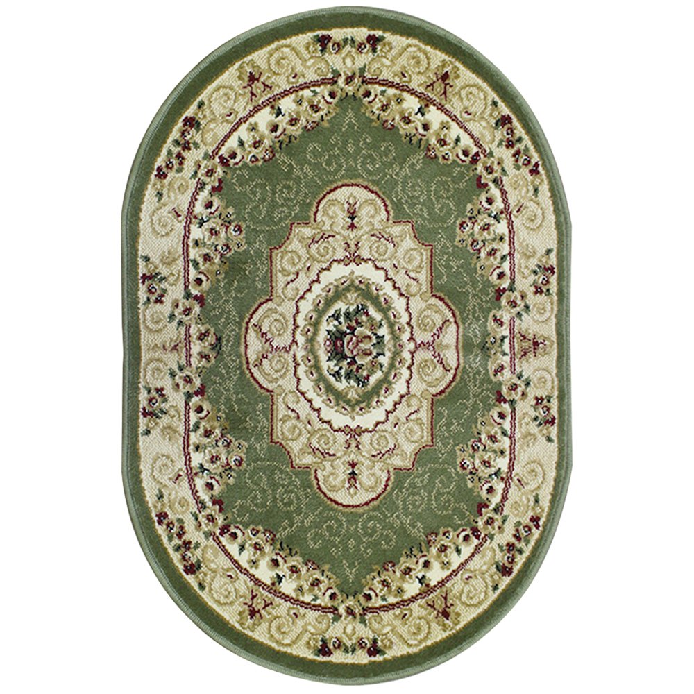 Covor Model Clasic Fir Scurt Verde Oval Preturi in functie de dimensiuni cod 5827B