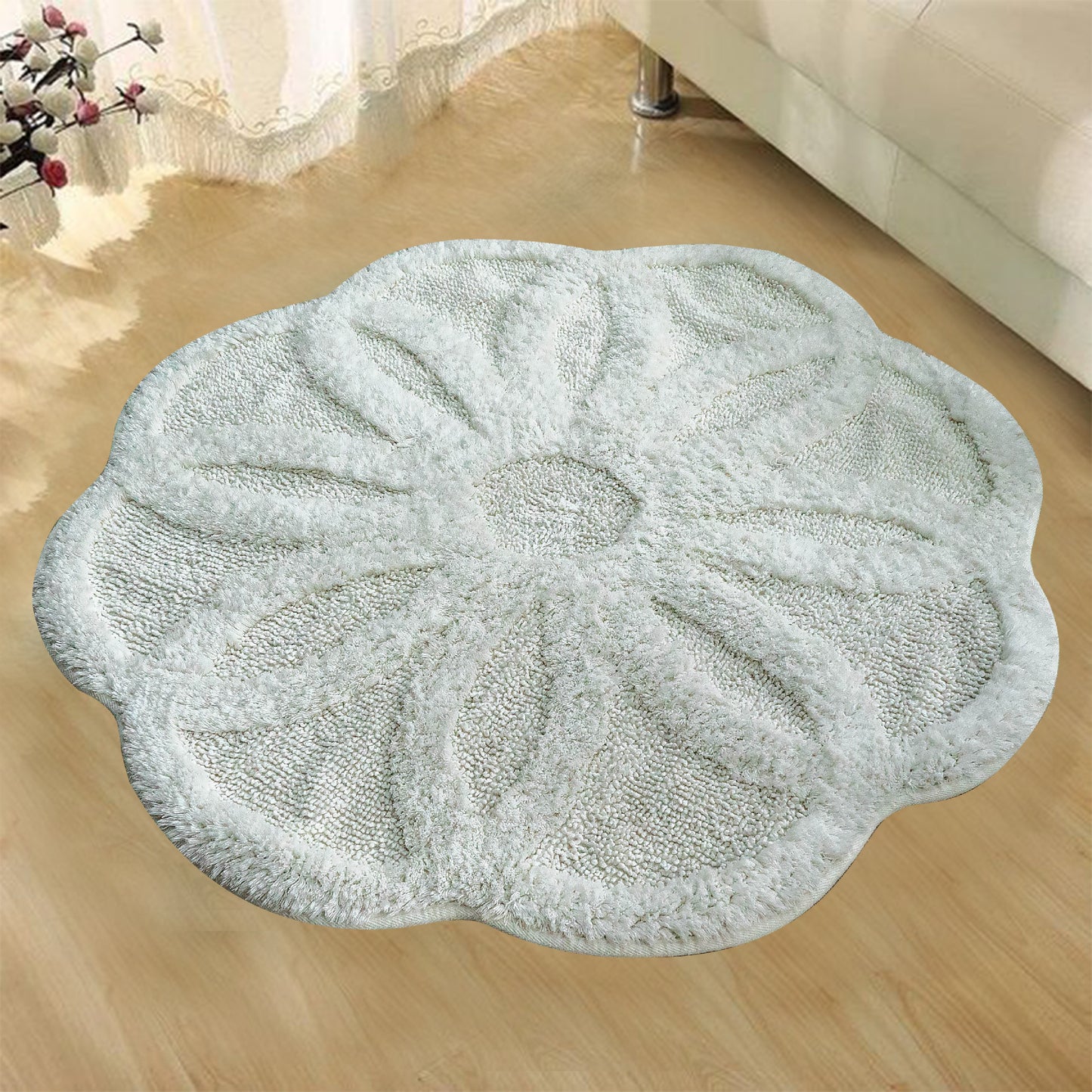 Covor tip floare Alb