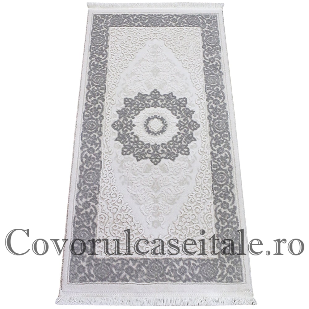 Covor Acrilic gri-alb cu Franjuri Preturi in functie de dimensiuni Cod 08341A-D