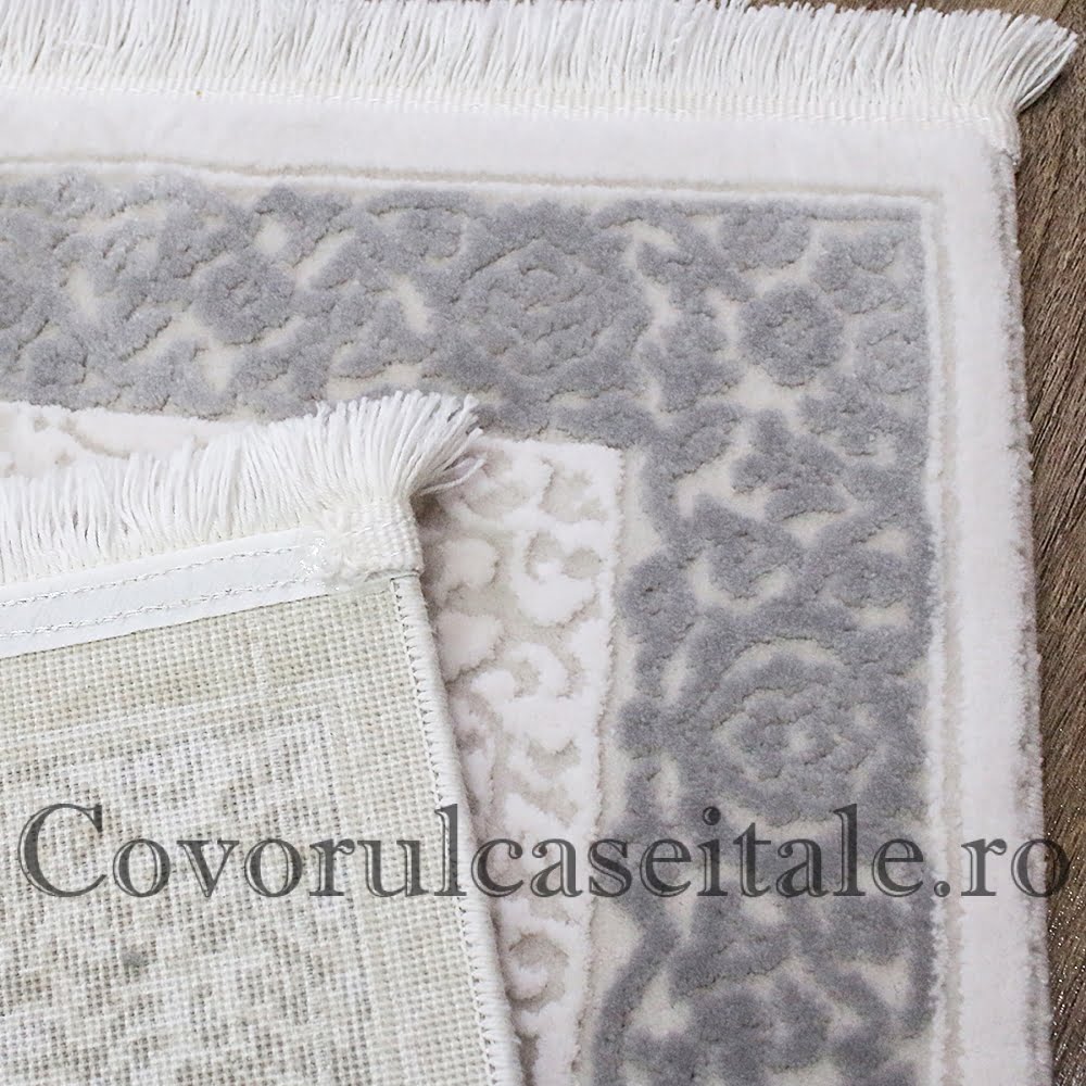 Covor Acrilic gri-alb cu Franjuri Preturi in functie de dimensiuni Cod 08341A-D