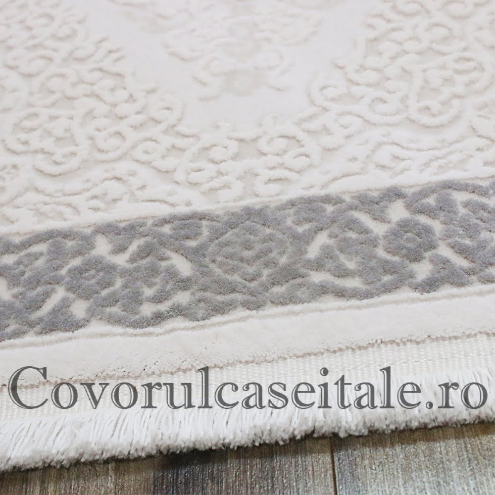 Covor Acrilic gri-alb cu Franjuri Preturi in functie de dimensiuni Cod 08341A-D