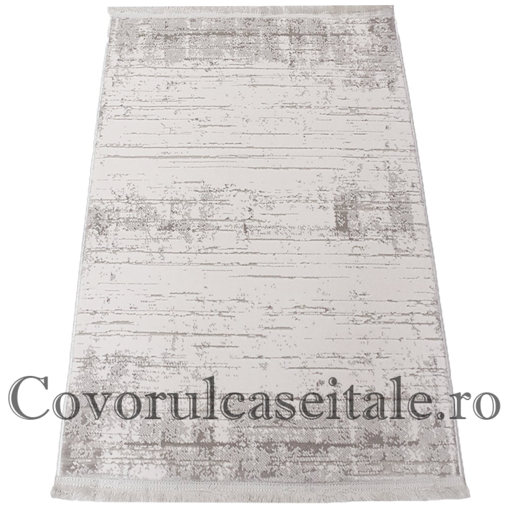 Covor Acrilic Bej -alb cu franjuri Preturi in functie de dimensiuni Cod 08358A