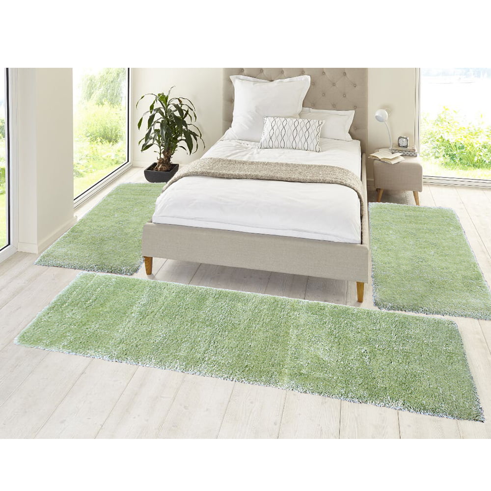 Set 3 Covoare Pufoase Fir Matase Verde Preturi in functie de dimensiuni cod 9000-4