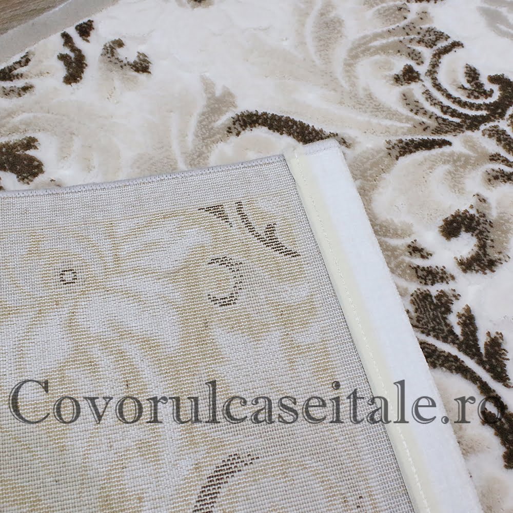 Set 3 Covoare Fir Scurt Crem, Maro