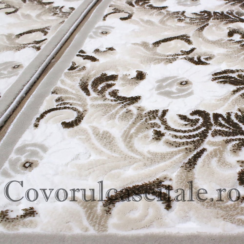 Set 3 Covoare Fir Scurt Crem, Maro