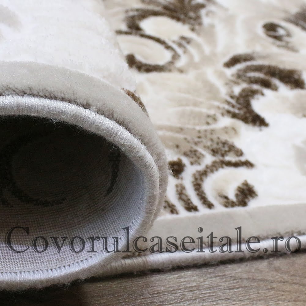 Set 3 Covoare Fir Scurt Crem, Maro
