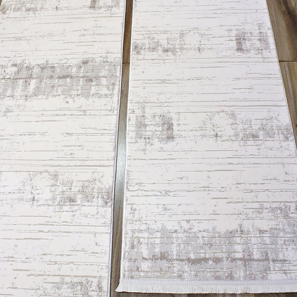 Set 3 Covoare Fir Scurt Acrilic Crem