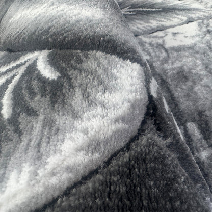 Covor Living model Floral, Gri, Crem, Alb Fir Scurt