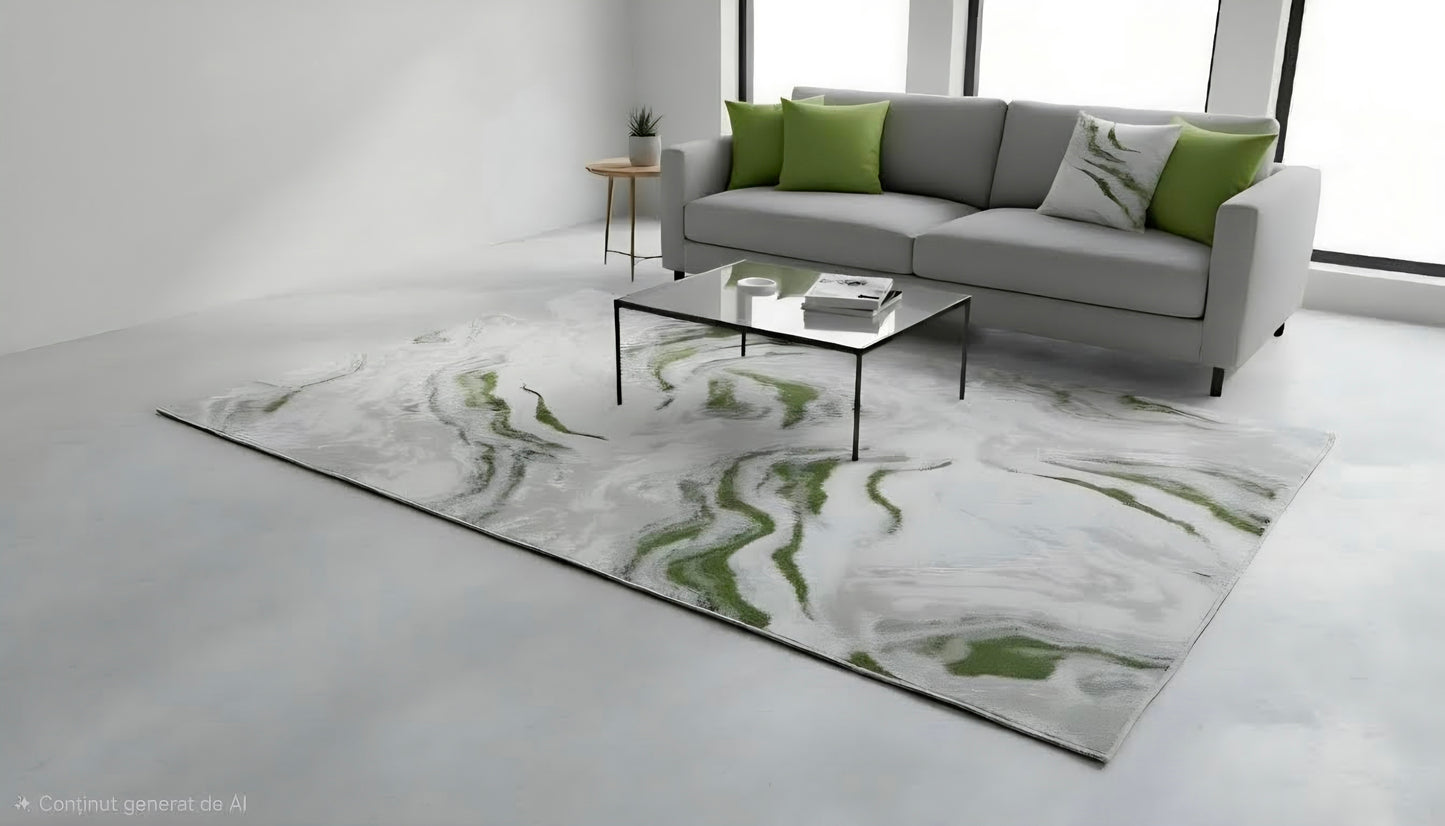 Covor living marmură verde