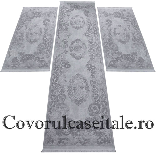 Set 3 Covoare Acrilice Gri