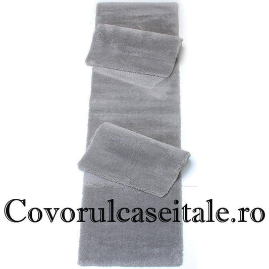 Set 3 Covoare Fir Microfibra Gri