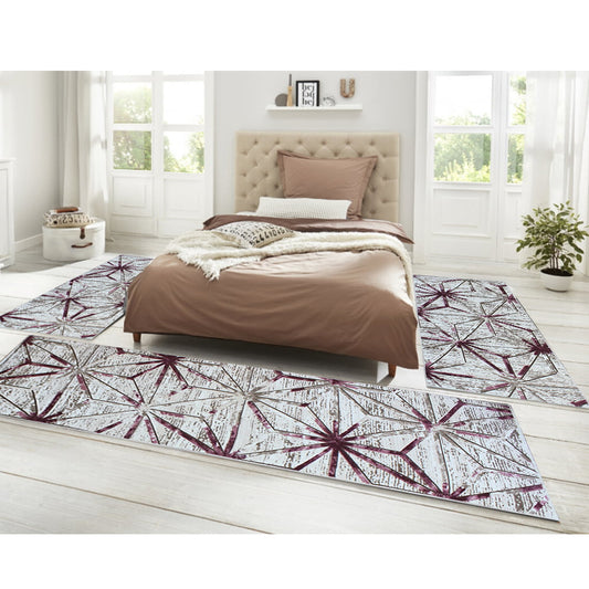 Set 3 Covoare Roze Antiderapante